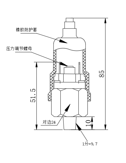 工場用 1/8" 1/4" NO NC 空気圧制御センサー 1Barから100Bar 圧力センサー スイッチ 15psiから1500psi 3