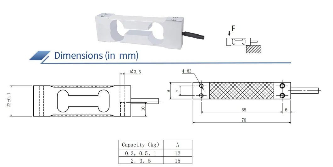 CE Aluminum Alloy Single Point Load Cell 0.3~5kg Scale Load Cell IP68 0